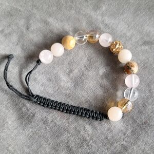 🌼2/$12 Stone and Faceted Glass Bead Adjustable Bracelet